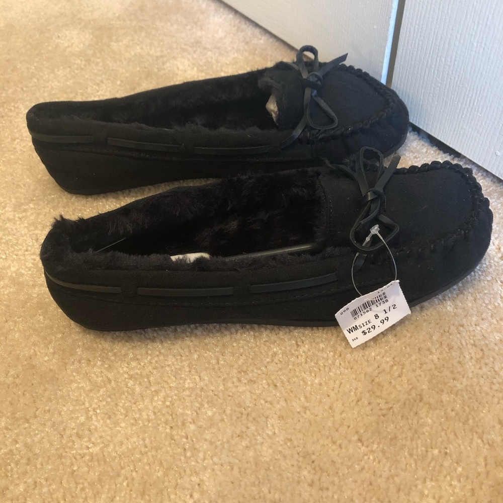 Black winter flats/moccasins